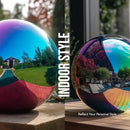 12 Inch Stainless Steel Gazing Globe,v2croft Hollow Ball Mirrored Surface Polished Shiny Sphere,Garden Stainless Steel Gazing Ball for Outdoor Lawn Pond Yard Ornament(rainbow) by GreenHaven Gardens