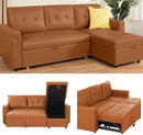Naomi Home Transform Any Space: Sleeper Sectional Sofa with Convertible Sofa Bed & Inviting Chaise. Find Tranquil Comfort with Stress-Relieving Design & Durable Cushions - Caramel,Air Leather by CozyNest Decor