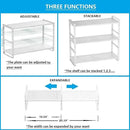 Expandable,Adjustable & Stackable Spice Rack, Cabinet Kitchen Countertop Shelf Organizer,Metal Pantry Storage Shelves - Space-Saving Storage Solution(1Pack/White/Medium) by CozyNest Decor