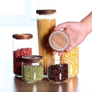 Glass Canisters Set of 5 for the kitchen, Glass Storage Container jars with Airtight Acacia Lid for Coffee Beans, Flour, Sugar, Rice and Spaghetti and etc by CozyNest Decor