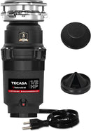 1/2 HP Garbage Disposal, TECASA Food Garbage Disposal with Power Cord, Stainless Steel Grinding System and 3-Bolt Mounting, Continuous Feed Compact Garbage Disposals, UL Certified, Taskmaid Series 50 by CozyNest Decor