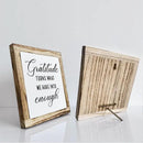 Rustic Wood Sign, Gratitude Turns What We Have Into Enough Sign, Wooden Plaques Table Decor, Inspirational Desk Decorate, Home Office Decor, Thankful Quote Signs, Small Wooden Box Signs by CozyNest Decor