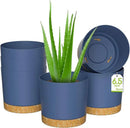 ZMTECH Plant Pots, Set of 6 6.5'' Self Watering Plastic Planter with Drainage Hole and Saucer,Modern Decorative Flower Pot for Indoor Outdoor House Plants, Succulents, Flowers - Blue by GreenHaven Gardens