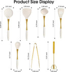 Elegant White Gold Silicone Cooking Utensils Set - Non-Toxic, Dishwasher Safe Kitchen Utensils Set with Heat Resistant Comfort Handles - Includes Spatula & Spoon for Nonstick Cookware by CozyNest Decor