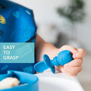 Bumkins Baby Utensils Set, Chewtensils Silicone Spoons for Dipping, Self-Feeding, Baby Led Weaning, Trainer Learning, First Stage Eating, Soft Practice Fork and Spoon, 6 Months, Batman Blue by TinyTreasures Baby Boutique