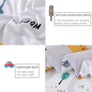 PERFEMET 4 Pcs Toddler Bedding Set - Soft Reversible Cars, Bus, Trucks Print Toddler Bed Set for Boys & Girls - Matching Sheet Set (Light Grey, Taxis/Bus/Trucks) by TinyTreasures Baby Boutique