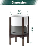 D'vine Dev Ceramic Planter with Walnut Color Stand - 10 Inch Modern Round Flower Pot with Wood Planter Holder, White/Grey, 55-B-X-6 by GreenHaven Gardens