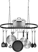 Sorbus® Pot and Pan Rack for Ceiling with Hooks — Decorative Oval Mounted Storage Rack — Multi-Purpose Organizer for Home, Restaurant, Kitchen Cookware, Utensils, Books, Household (Hanging Black) by CozyNest Decor