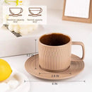 Large Cappuccino Cups with Saucers Set of 4, 8 Ounce Stackable Embossed Ceramic Coffee Mugs for Specialty Coffee Drinks, Latte, Cafe Mocha and Tea, Dishwasher & Microwave Safe (Mix) by CozyNest Decor