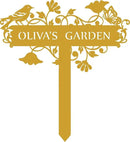 Customized Metal Birds and Flowers, Personalized Garden Sign with Stake, Gardening Decor for Outdoor, Patio and Farmhouse Decorations by CozyNest Decor