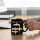 Family Forever Linked Together Custom Names Ceramic Mug, Crossword Puzzle Art, for Birthday, Anniversary or Special Occasions (Family Forever Linked Together Black Mug) by TinyTreasures Baby Boutique