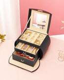 Homde Girls Jewelry Box Jewelry Storage Case Organizer with Mirror for Rings, Earrings, Bracelets, Necklaces (Black + Gold) by TinyTreasures Baby Boutique