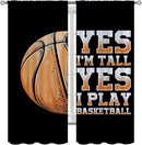 Basketball Blackout Curtains for Boy Girl Room Darkening Decor,Sport Theme Motto Dark Background Bedroom Living Room Home Rod Pocket Thermal Insulated Window Curtain/Drapes Panel,55x63 Inch… by TinyTreasures Baby Boutique
