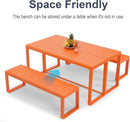 Aoodor 3-Piece Outdoor Patio Dining Set, Aluminum Furniture Set with 1 Rectangular Picnic Table and 2 Benches for Garden, Lawn, Yard by GreenHaven Gardens