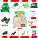 ESSENSON Outdoor Explorer Kit & Bug Catcher Kit with Vest, Outdoor Toy Gift for 3 4 5 6 7 8+ Year Old Boys Girls Kids Binoculars, Magnifying Glass, Butterfly Net, Camping, Adventure by TinyTreasures Baby Boutique
