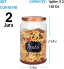 SAIOOL 2-Pack Striped Borosilicate Glass Airtight Canisters - Big mouth Large Capacity, Acacia Wood Lid, Food Storage Jars for Flour, Pasta, Pantry Organization (1 Gallon （2 Striped pack）) by CozyNest Decor