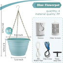 Hanging Planters 10 Inch, 4 Pcs Flower Pots Automatic Watering System Set, Self Watering Hanging Basket with Drainage Hole for Indoor Outdoor Plants, Decor, Blue by GreenHaven Gardens
