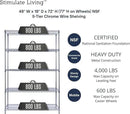 48"x18"x72" PRIME HEAVY DUTY Chrome 5-Tier Wire Shelving NSF 4000 LBS MAX Capacity Storage Rack for Commercial, School, Home, Garage, Warehouse, Industrial, and Hospital Uses (with Wheels) by CozyNest Decor