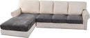 H.VERSAILTEX Velvet Stretch Sectional Sofa Covers - 4 Piece Seat Cushions for L Shape Sectional Couch (Large 3 Seater + 1 Chaise, Grey) by CozyNest Decor