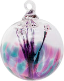 Luke Adams Glass | 3" Mini Glass Tree of Life | Handmade Ornament | Hanging Garden Gazing Ball | Indoor Outdoor Home Décor | (Pink Violet Teal) by CozyNest Decor