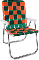 Lawn Chair USA Folding Aluminum Outdoor Patio Lawn Chair | Heavy-Duty Webbed Chairs for Camping, Sports, Beach, Yard & Tailgating | Lightweight Portable | Classic - Green/Orange by GreenHaven Gardens