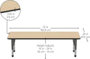 FDP Rectangle Activity School and Classroom Kids Table (24 x 72 inch), Chunky Toddler Legs, Adjustable Table Height 15-24 inches - Maple Top and Black Edge by CozyNest Decor