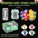 Fairy String Lights 3D Mushroom Lamp-Outdoor Waterproof Battery Operated String Lights 7ft 20 LED-Mushroom Fairy Night Lights for Garden Wreath Balcony Living Room Decor by GreenHaven Gardens