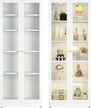 5 Tier Metal Curio Cabinets, Modern Bookshelf Cabinet with 4 Adjustable Shelves, Cabinet Display Case for Home Office, Living Room, Pantry (White-27.5W) by CozyNest Decor