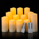 Waterproof Flickering Flameless Candles, Set of 12 Battery Operated Candles (D2.2'' x H4''5''6''7"), Outdoor Indoor Candles with 10-Key Timer Remote, Long Lasting by CozyNest Decor