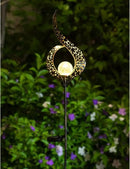 HOMEIMPRO Outdoor Garden Solar Lights Stake，Crackle Glass Globe,Metal Flower Waterproof LED Fairy Lights for Pathway,Lawn,Patio or Courtyard,Gardening Gift (Bronze) by GreenHaven Gardens