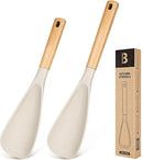 Multifunction Spatula Spoon for Nonstick Cookwares, Great for Cooking and Serving, Sturdy BPA-Free Matte Silicone, Wood Handle Spatula for Mixing, Scoop, and Scrape, Khaki(2 pack,11.4" & 13.4") by CozyNest Decor