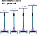 3 Wheel Scooter for Kids Ages 6-12,Kids Scooter with Light Up Wheels, Sturdy Deck Design, and 4 Height Adjustable Suitable for Kid Ages 3-12 by TinyTreasures Baby Boutique