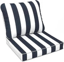 LVTXIII Outdoor Deep Seat Cushion Patio Seat and Back Cushion Set Seasonal Chair Cushion with Removable Cover and Adjustable Buckle for Home and Garden, 22"x22"x4", Cabana Navy by GreenHaven Gardens