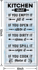 Hanging Kitchen Rules Wood Decor Sign, Rustic Kitchen Wooden Signs, Printed Wood Wall Art Sign, Kitchen Door Rules Rustic Sign, Hanging Wood Sign Kitchen Decor, Funny Farmhouse Kitchen Wall Décor D1 by CozyNest Decor
