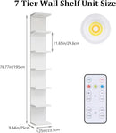Versatile 7 Tier Shelf Unit 6.4Ft Lack Wall Shelf Unit with LED Floating Wall Shelf Unit Wall Mount Vertical Shelving for Storage Space Saving Organizer for Bedroom Living Room Office Display Decor by CozyNest Decor
