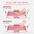 Collapsible Baby Bathtub,Baby Bath Tub with Soft Cushion & Thermometer,Baby Bathtub Newborn to Toddler 0-36 Months,Portable Travel Baby Tub by TinyTreasures Baby Boutique