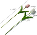 Mandy's Artificial Tulips 20 Stems White and Light Pink PU Faux Flowers for Wedding Home Decor 13.5 Inch by CozyNest Decor