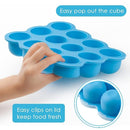 Samuelworld Baby Food Storage Container, 12 Portions x 2.5oz - BPA Free Silicone Freezer Tray with Clip-On Lid for Breast Milk Storage, Homemade Baby Food, Vegetable & Fruit Purees - Blue by TinyTreasures Baby Boutique