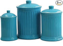 Omniware Simsbury 3-Piece Canister Set - Ceramic Storage Jars with Airtight Lids, Lead-Free Glaze, Dishwasher Safe - Vintage-Inspired Kitchen Containers for Flour, Sugar, Coffee (Turquoise) by CozyNest Decor