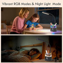 WILIT LED Desk Lamp for College Dorm Room Essentials, Students Study Lamp with Charging Station, Pen Holder, Clock & RGB Night Light, Office Desk Accessories, Table Lamp for Bedroom - Gray by TinyTreasures Baby Boutique