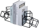 MyGift Modern Matte Black Metal Geometric Bookends in 3 Cube Frame Design, Decorative Book Stands for Home Library Bookshelf Office Desk, 1 Pair, Handcrafted in India by CozyNest Decor
