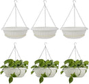 12.59in Hanging Planter Pots for Outdoor and Indoor Plants Flowers with Drainage Hole Tray Hooks Plastic Plant Baskets for Garden Home Porch (White, Pack of 6) by GreenHaven Gardens