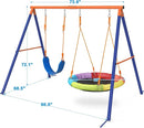GIKPAL Swing Set with Stand for Kids, Outdoor Swing Sets for Backyard with 32 Saucer and 26.2" Seat, Heavy Duty Metal A-Frame Holds 440 lbs by TinyTreasures Baby Boutique