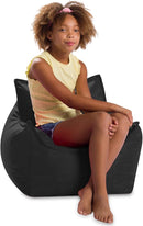Posh Creations Bean Bag Chair Structured Comfy Seat Use for Gaming, Reading and Watching TV, Newport, Black by TinyTreasures Baby Boutique