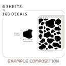 YouRfocus Farmhouse Cow Print Wall Decals | 6 Sheets of Black Vinyl Peel and Stick Wall Stickers for Bedroom, Living Room, Bathroom | Wall Decor for Home, Cars, Cups by TinyTreasures Baby Boutique