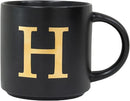 COLLECTIVE HOME - Monogram Ceramic Mugs, 15 oz Golden Initial Black Coffee Cups, Elegant Alphabet Tea Mugs, Elegant Personalized Mug with Gift Box, Unique Mug with Double Side Capital Lette (H) by CozyNest Decor