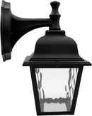 Maxxima LED Porch Lantern Outdoor Wall Light Fixture - Black, Clear Water Glass, Photocell Sensor, 875 Lumens, 3000K Warm White, Dusk to Dawn Light Sensor, Exterior Decorative Light by GreenHaven Gardens