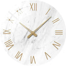 White Small Wall Clocks Battery Operated Marble Analog Clock for Bedroom 12 Inch Round Silent Wall Clock Modern by CozyNest Decor