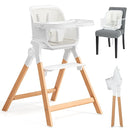 Ezebaby Folding Wooden High Chairs, 3-in-1 Convertible Baby High Chair, Dining Booster Seat, Toddler Chair, Easy Clean High Chairs for Babies and Toddlers with Large Adjustable Tray- Solid White by TinyTreasures Baby Boutique