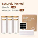 ComSaf Glass Food Storage Jars Set of 6, Tall Glass Storage Containers with Lids, Spaghetti Jar, Canisters Set for the kitchen, Pasta, Flour, Nuts, Oat, Coffee and Sugar Container, Pantry Organization by CozyNest Decor